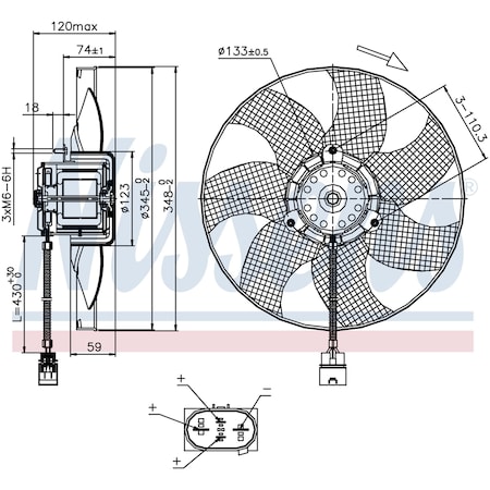 Nissen Rad Fan/Motor, 85726 85726